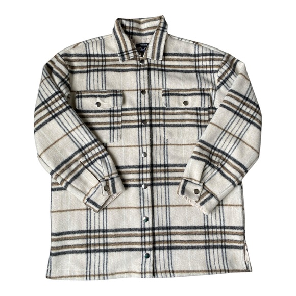 Forever 21 Multicolor Women's Oversized Plaid Flannel Jacket Size M - Picture 3 of 8